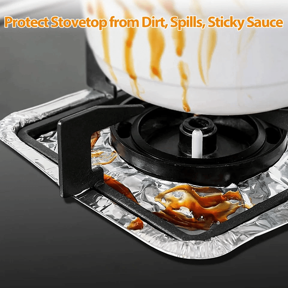 Aluminum Foil Gas Stove Burner Covers Square Disposable Heavy Duty Liners For Cooktops 3
