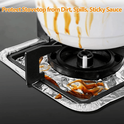 Aluminum Foil Gas Stove Burner Covers Square Disposable Heavy Duty Liners For Cooktops 3