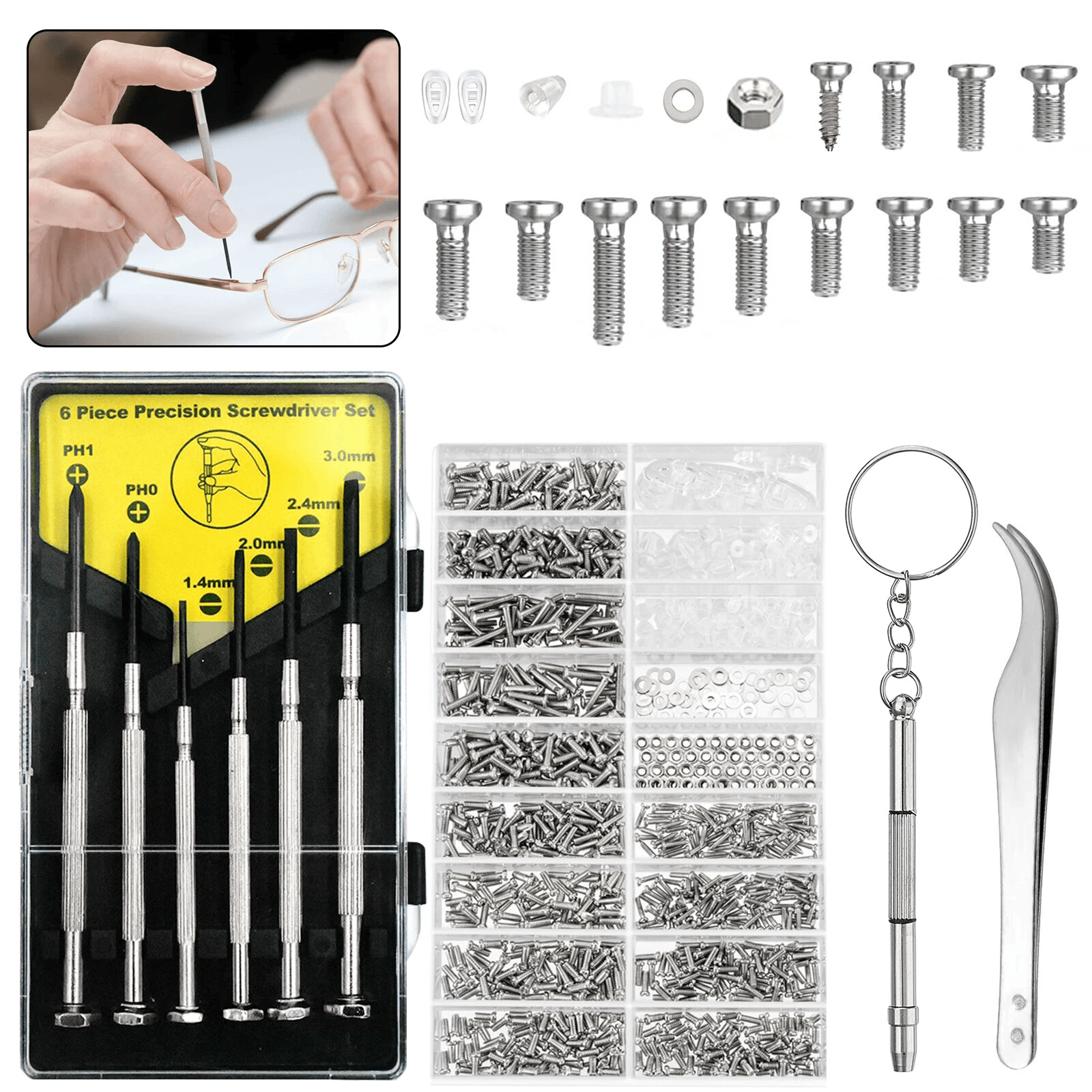 Screw Nut Nose Pad Repair Kit for Eyeglasses, Sunglasses & Watches