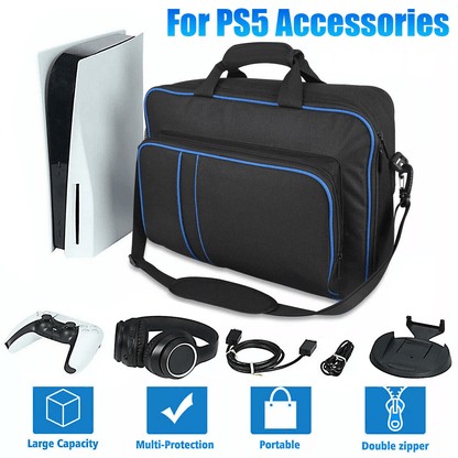 Travel Carrying Bag for PS5 Console Protective Case Travel Handbag with Storage for Game Accessories and Controllers
