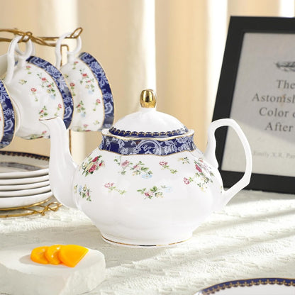 Elegant Porcelain Tea Sets For Adults  Floral Tea Cups Set Of 6 With Sugar Bowl  Creamer 2