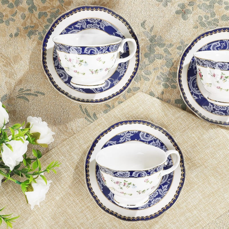 Elegant Porcelain Tea Sets For Adults  Floral Tea Cups Set Of 6 With Sugar Bowl  Creamer 3