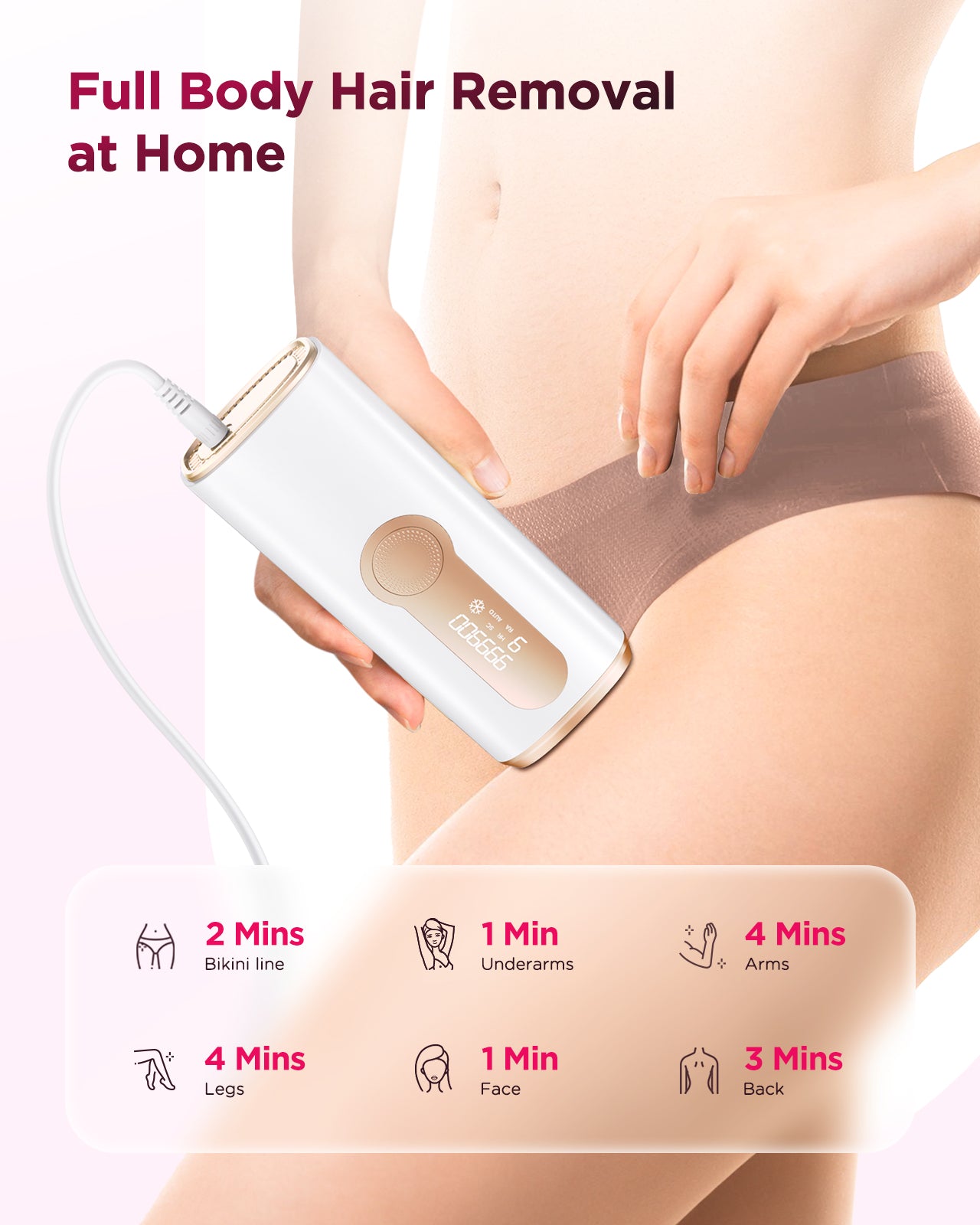 At Home IPL Hair Removal Machine 990K Flashes For Full Body Use Painless  Clinically Effective Unde 3
