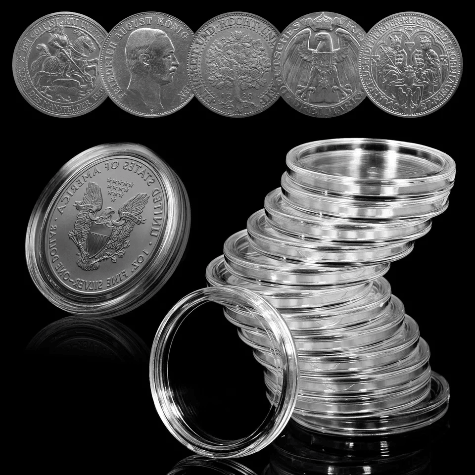 100pcs 38mm Coin Holder Capsule Storage Case For Morgan Peace Silver Dollar Transparent Plastic Coi 5