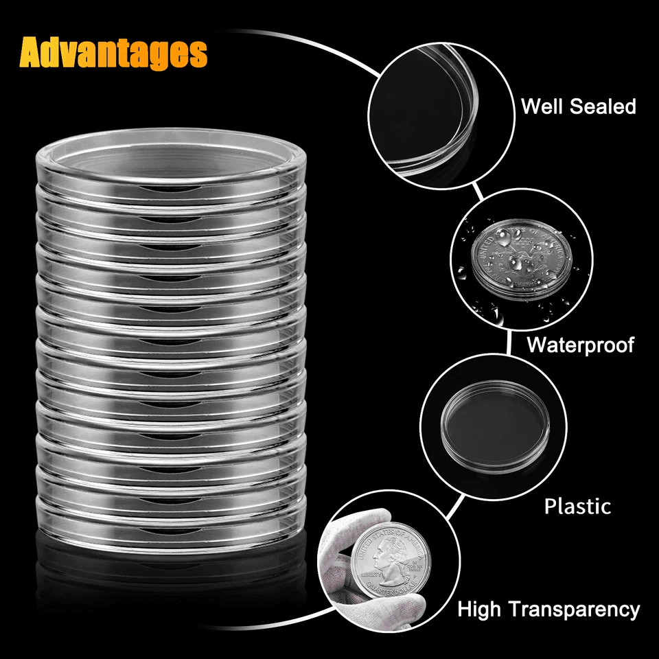 100pcs 38mm Coin Holder Capsule Storage Case For Morgan Peace Silver Dollar Transparent Plastic Coi 2