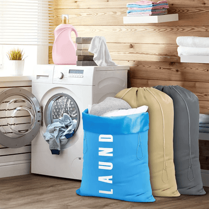 Heavy Duty Laundry Bag Set Large Dirty Clothes Organizer W Drawstring Closure 3