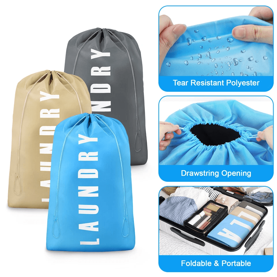 Heavy Duty Laundry Bag Set Large Dirty Clothes Organizer W Drawstring Closure 2