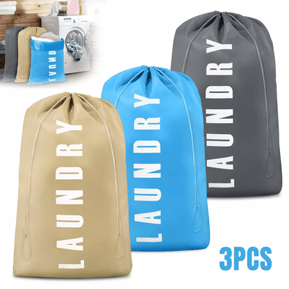 Heavy Duty Laundry Bag Set, Large Dirty Clothes Organizer w/ Drawstring Closure