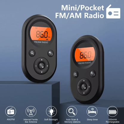Rechargeable Portable Pocket Digital FM Radio LCD Stereo Music  News Receiver With Earphones 1