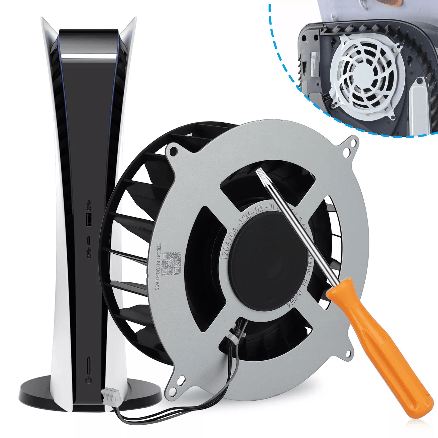Replacement Internal Cooling Fan Cooler Blades for PlayStation Console, Silent CPU Heat Dissipation Fan for Overheating