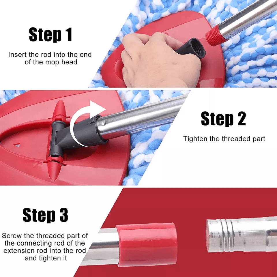 Telescopic Rotary Mop Stick Handle Replacement For Cedar EasyWring Floor Cleaning Adjustable Iron P 7