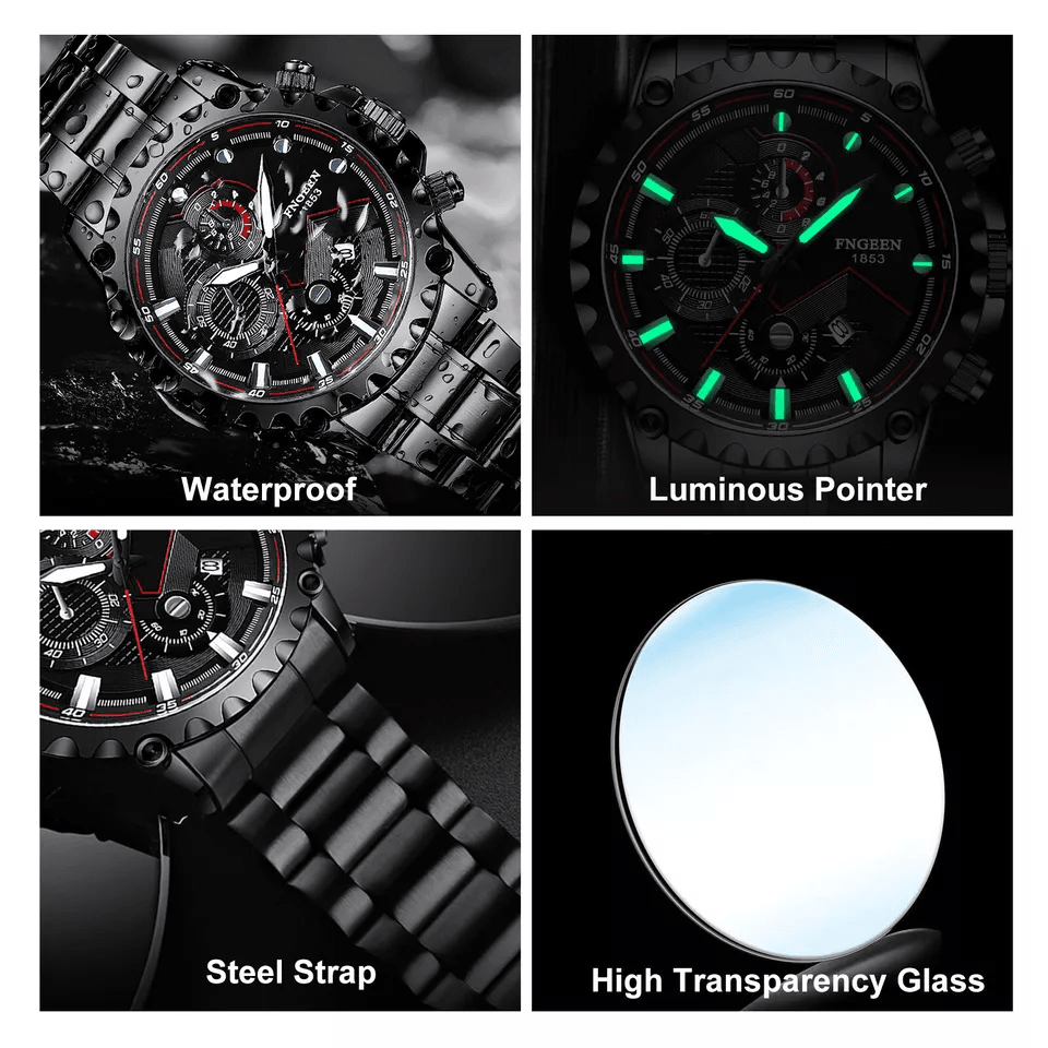 Waterproof Mens Watch Classic Stainless Steel Quartz Luminous Luxury Wristwatch For Business And Ca 2