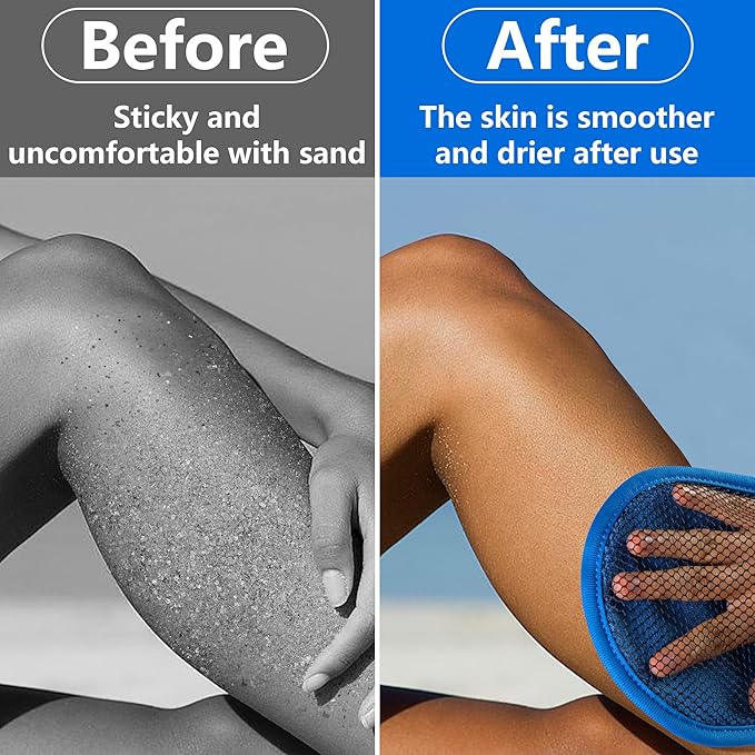 Sand Remover Mitt Beach Soft Sand Removal Bag  Wipe Off Cleaner For Easy SandFree Skin 3
