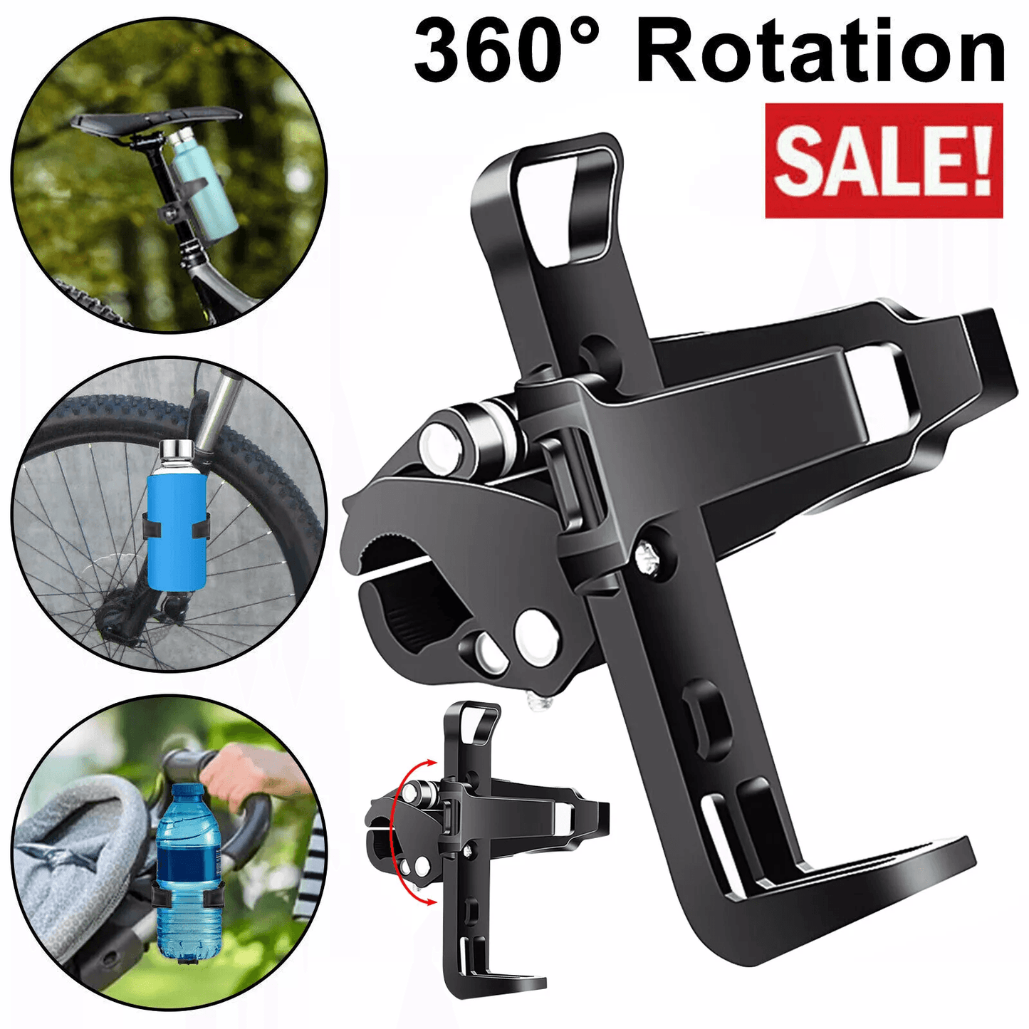 Bicycle Cup Drink Holder for Water Bottles, Cycling Handlebar Mount for Bike & Travel Mugs