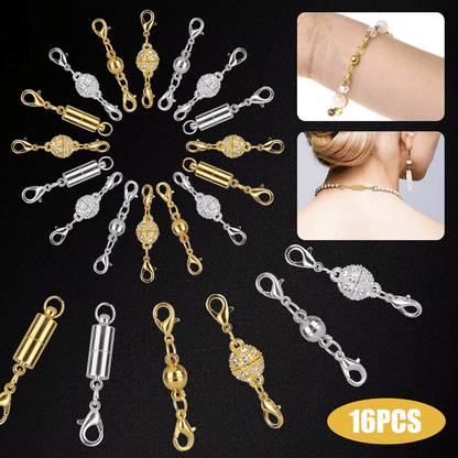 16Pcs Magnetic Lobster Clasp Claw Hook Set, Strong Snap Converter,Jewelry Necklace Making, Secure Magnetic Jewelry