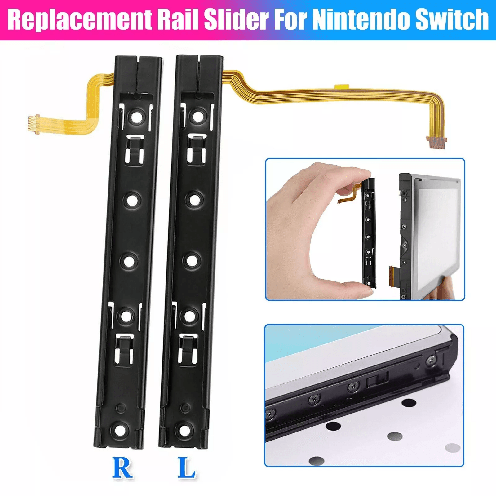 Left + Right Slide Rail Flex Cable for Nintendo Switch Joy-Con Controller Repair Replacement