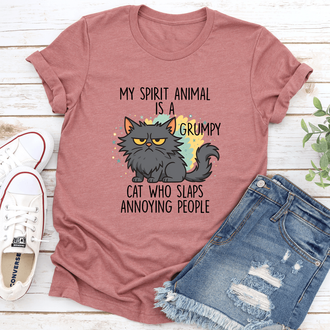 My Spirit Animal Is A Grumpy Cat Who Slaps Annoying Tee 3