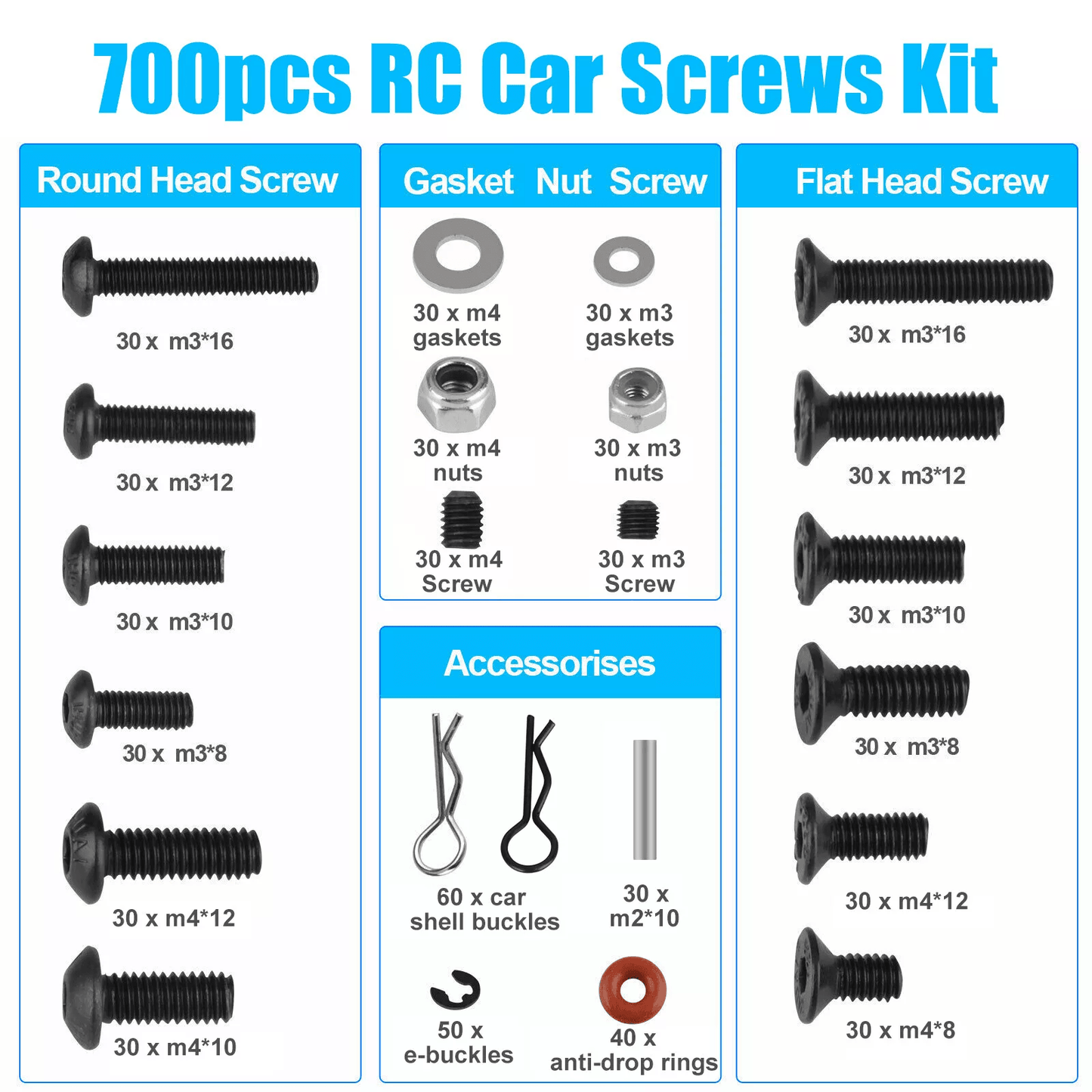 Metal RC Screws Kit Tool For RC Car Crawler Universal Fix Repair Set 1