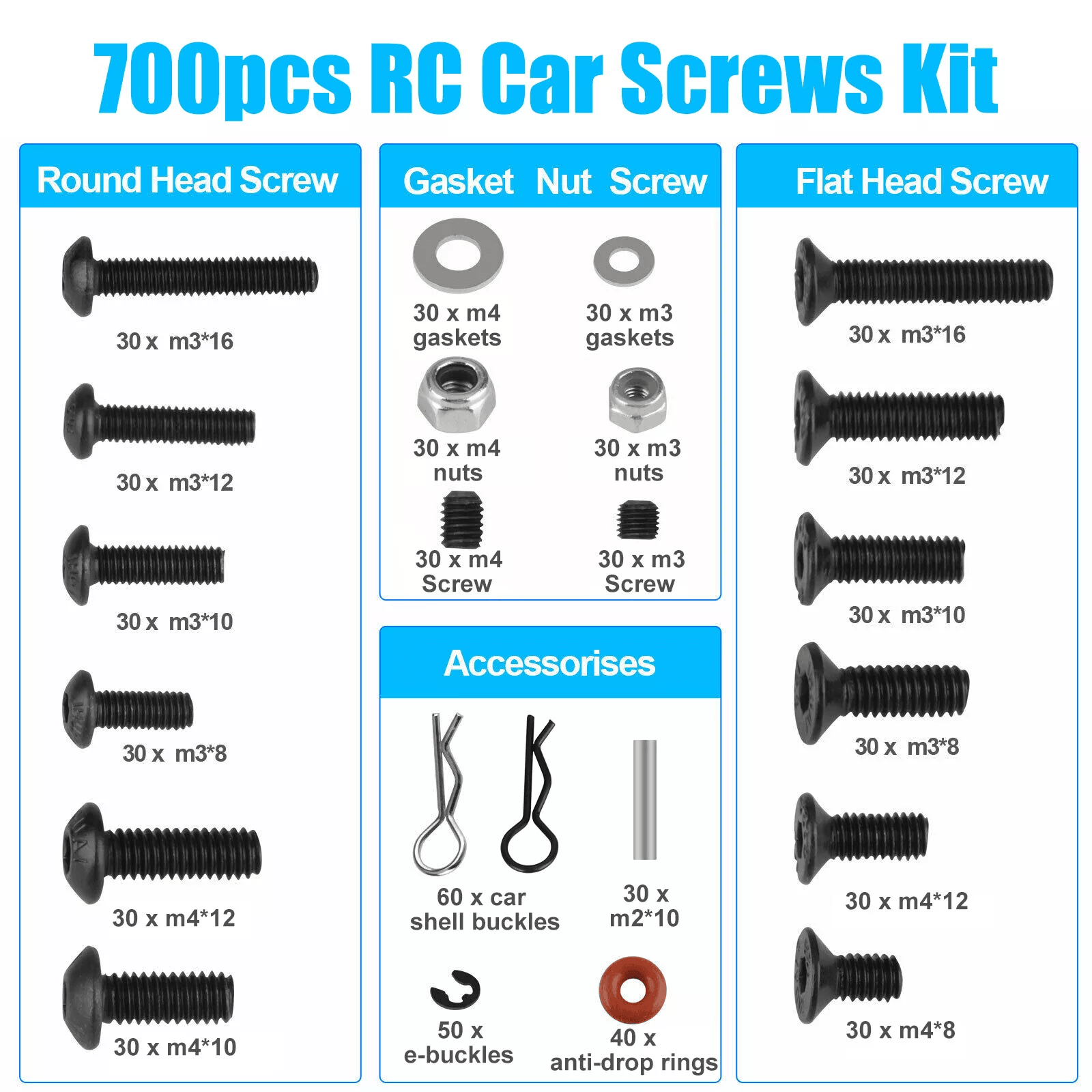 Metal RC Screws Kit Tool For RC Car Crawler Universal Fix Repair Set 1