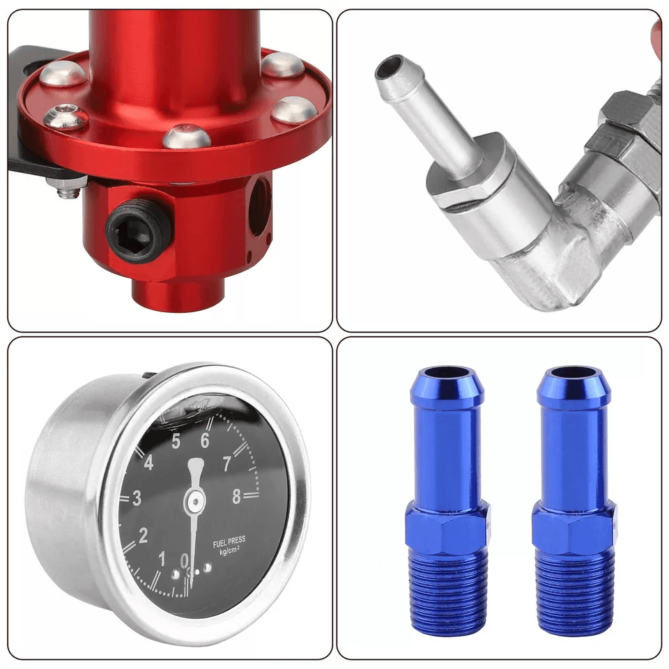 Universal Adjustable Car Fuel Pressure Regulator Kit With OilFilled Gauge High Performance Aluminum 5