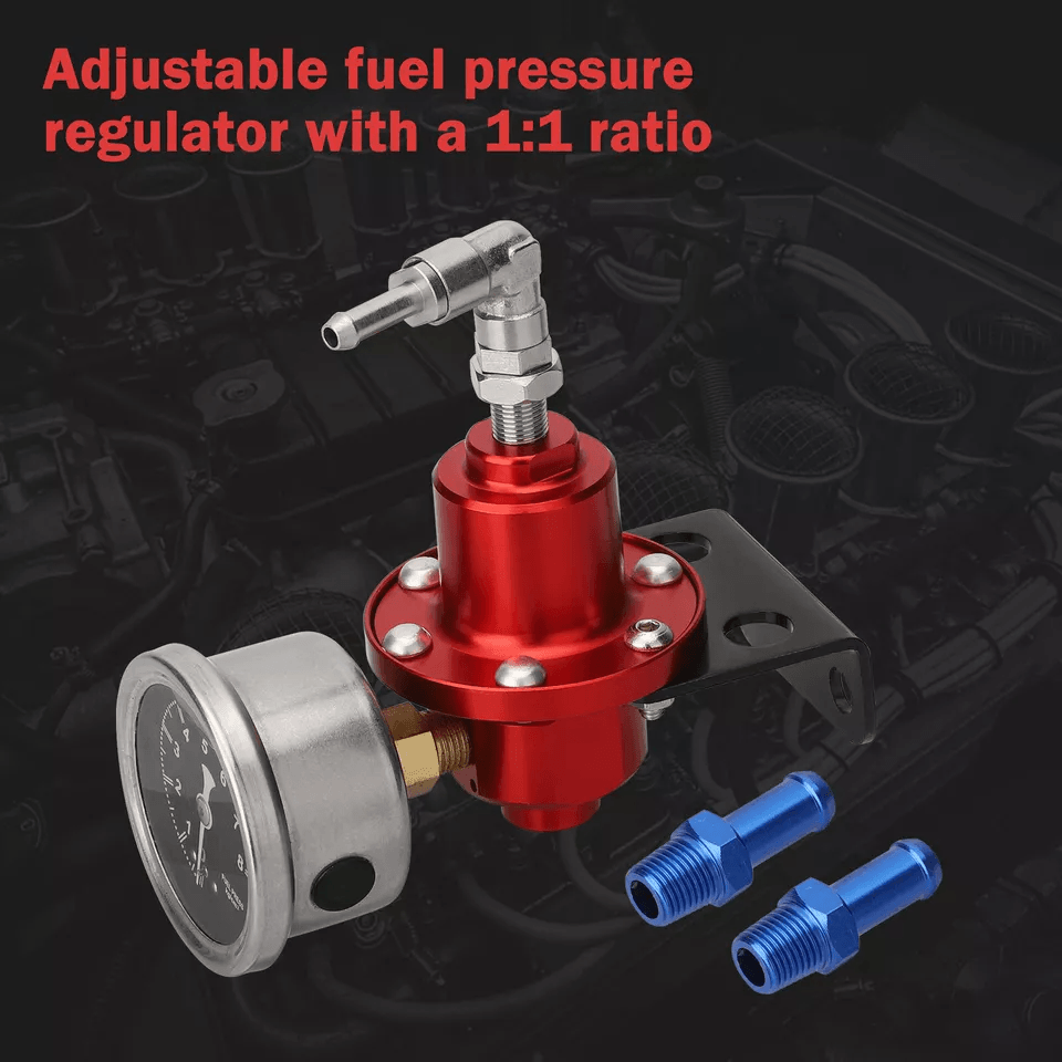 Universal Adjustable Car Fuel Pressure Regulator Kit With OilFilled Gauge High Performance Aluminum 1