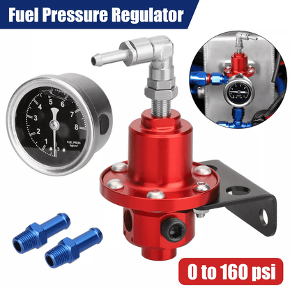 Universal Adjustable Car Fuel Pressure Regulator Kit with Oil-Filled Gauge, High Performance AluminumFuel Control system