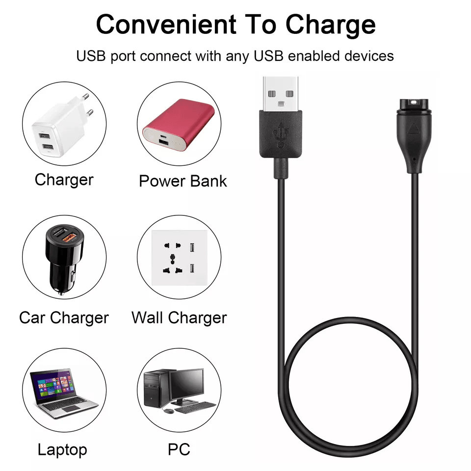 USB Charger Cable Cord For Garmin Fenix 5x Watch TPE Replacement Charging Cradle For Forerunner App 4