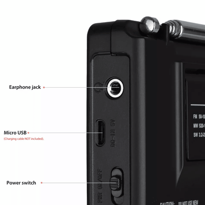 Portable FMAMSWLWTV Radio Receiver W LCD Screen Alarm USB Rechargeable Stereo Sound 2