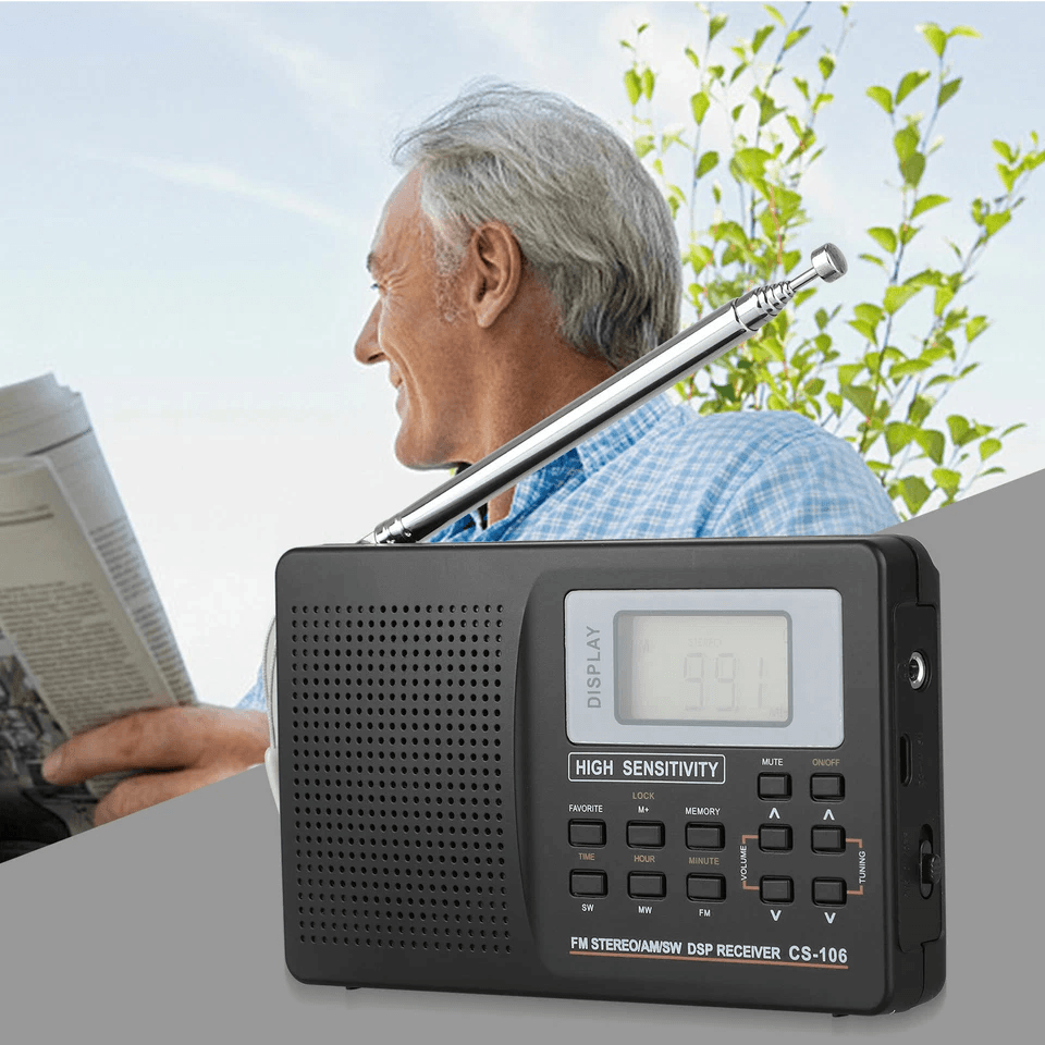Portable FMAMSWLWTV Radio Receiver W LCD Screen Alarm USB Rechargeable Stereo Sound 4