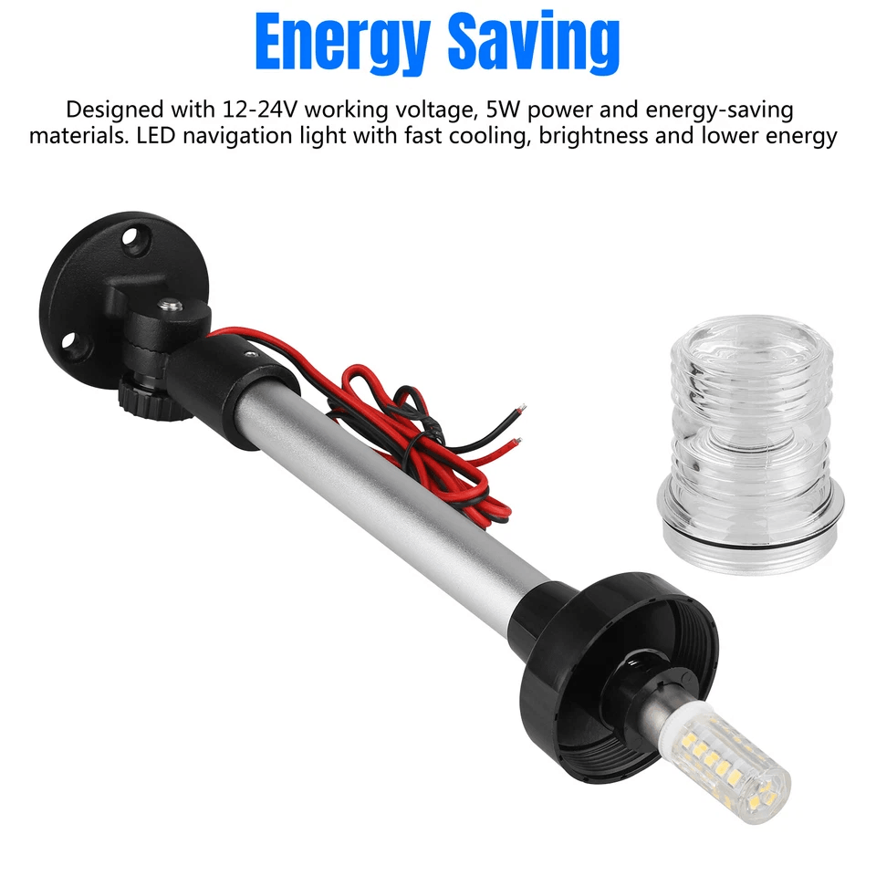 LED Navigation Light Anchor Stern Pole Lamp Fold Down For Boat Yacht Pontoon 1