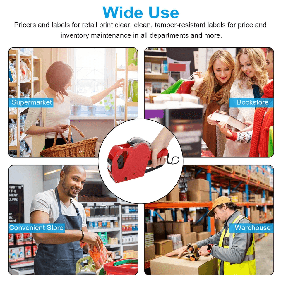MX5500 8Digit Price Tag Gun Handheld Marking Machine With Labels  Ink Roller For Retail And Office  6