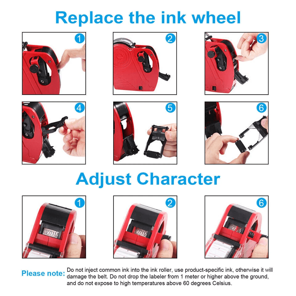 MX5500 8Digit Price Tag Gun Handheld Marking Machine With Labels  Ink Roller For Retail And Office  5