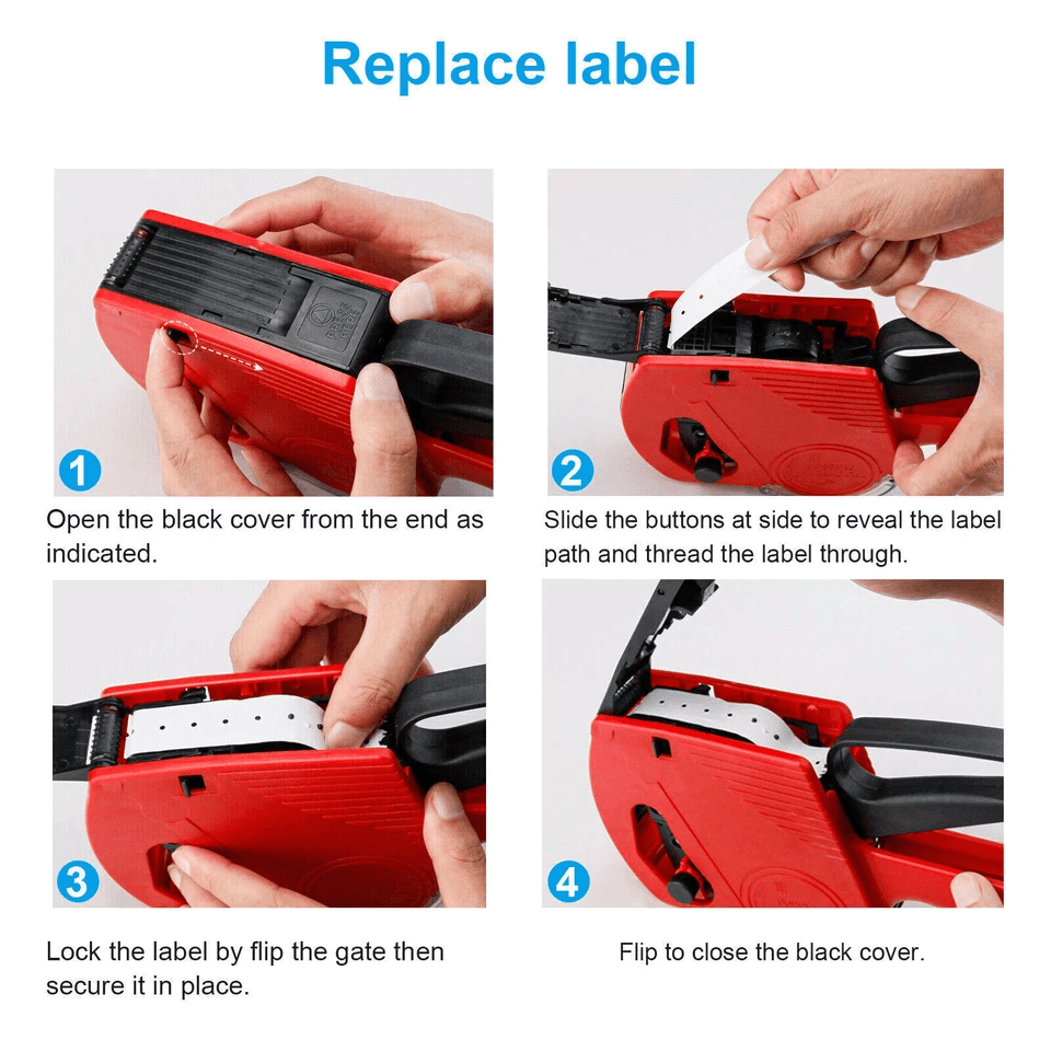 MX5500 8Digit Price Tag Gun Handheld Marking Machine With Labels  Ink Roller For Retail And Office  4
