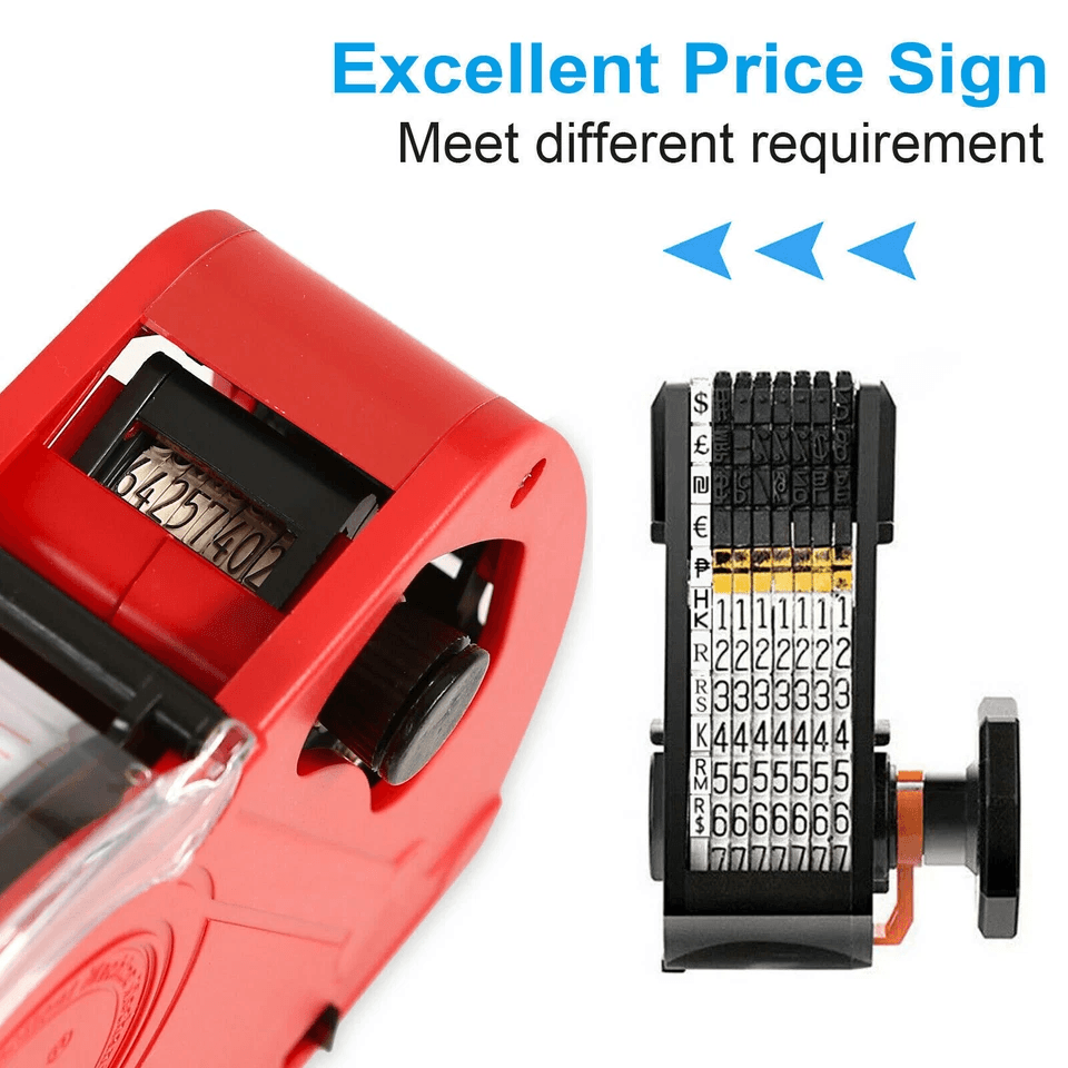 MX5500 8Digit Price Tag Gun Handheld Marking Machine With Labels  Ink Roller For Retail And Office  1