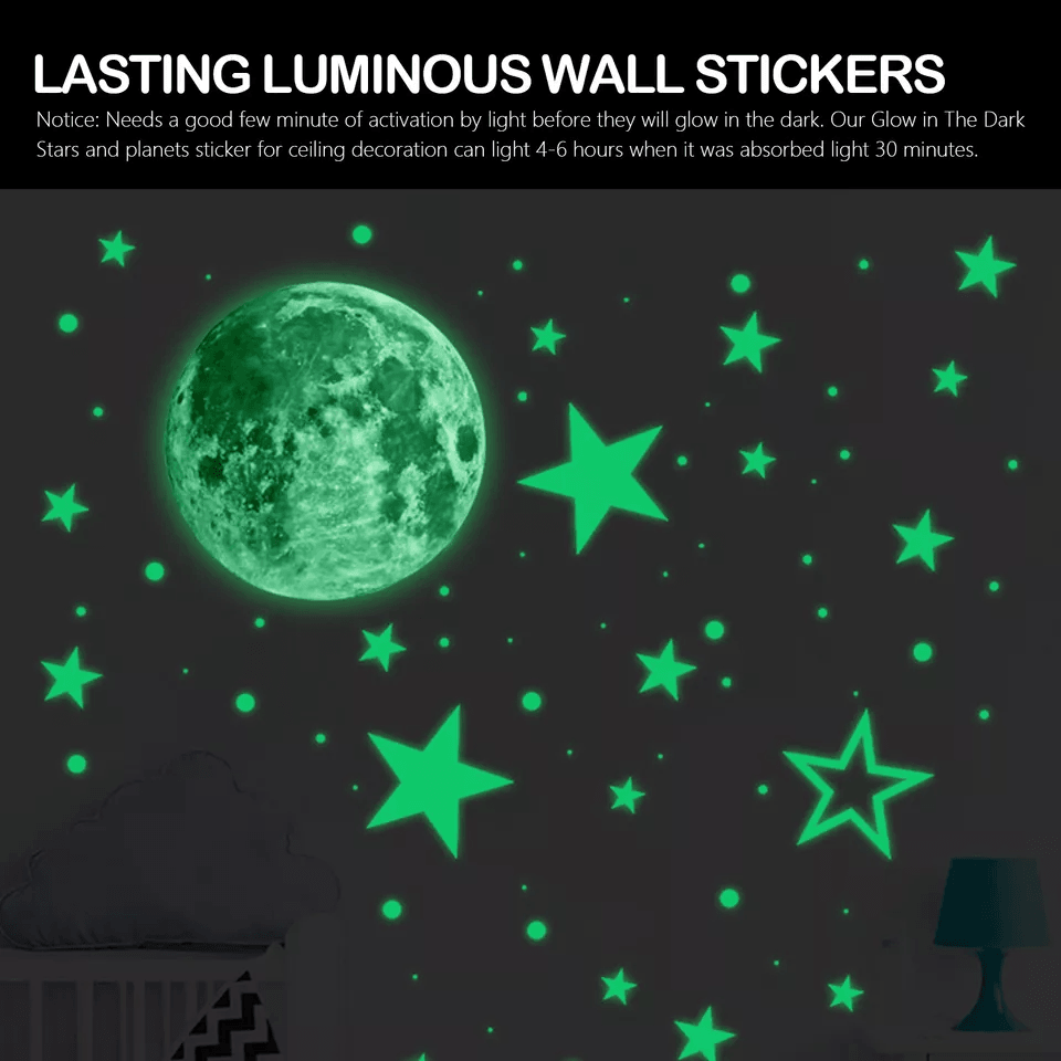 Glow In The Dark Stars And Moon Wall Stickers 435PCS Luminous Space Decals For Kids Ceiling  Nurser 3