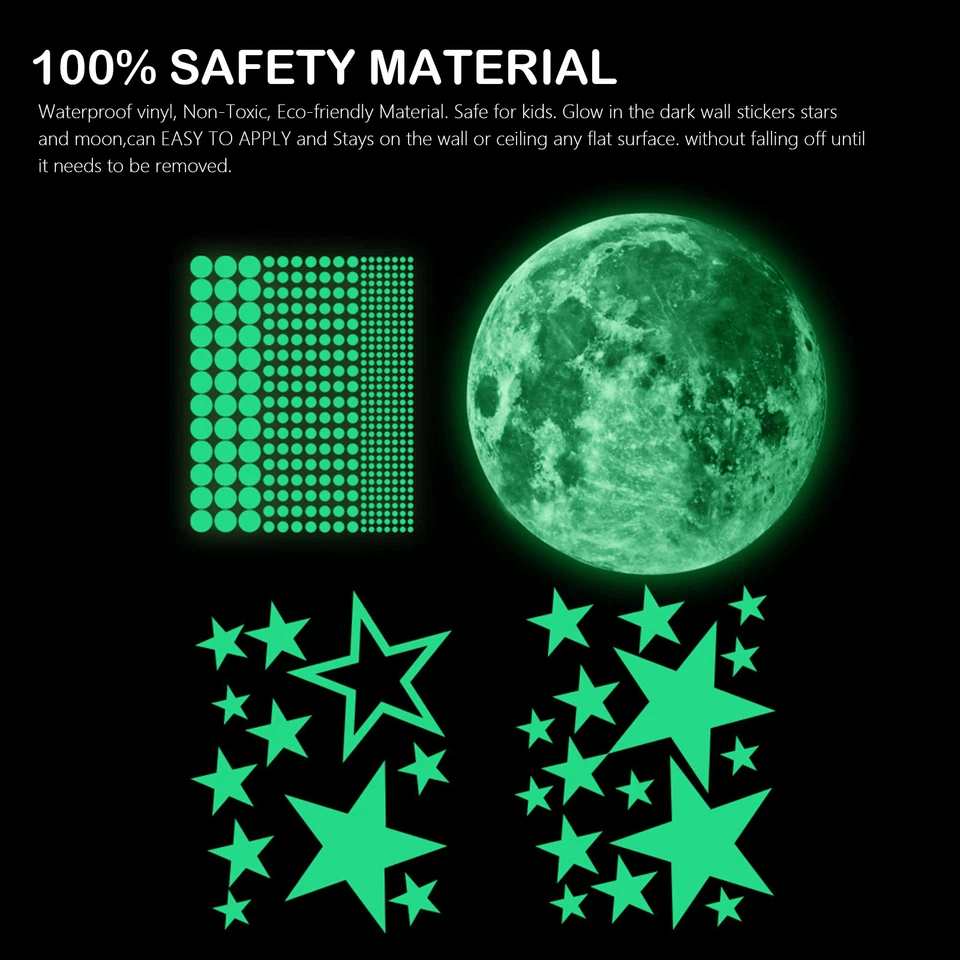 Glow In The Dark Stars And Moon Wall Stickers 435PCS Luminous Space Decals For Kids Ceiling  Nurser 2