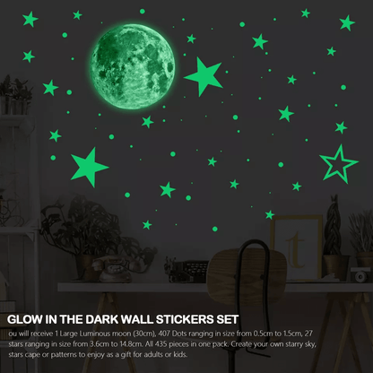 Glow In The Dark Stars And Moon Wall Stickers 435PCS Luminous Space Decals For Kids Ceiling  Nurser 1