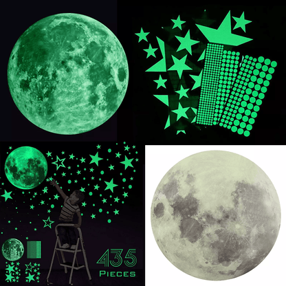 Glow in the Dark Stars and Moon Wall Stickers 435PCS Luminous Space Decals for Kids Ceiling & Nursery Room Decor