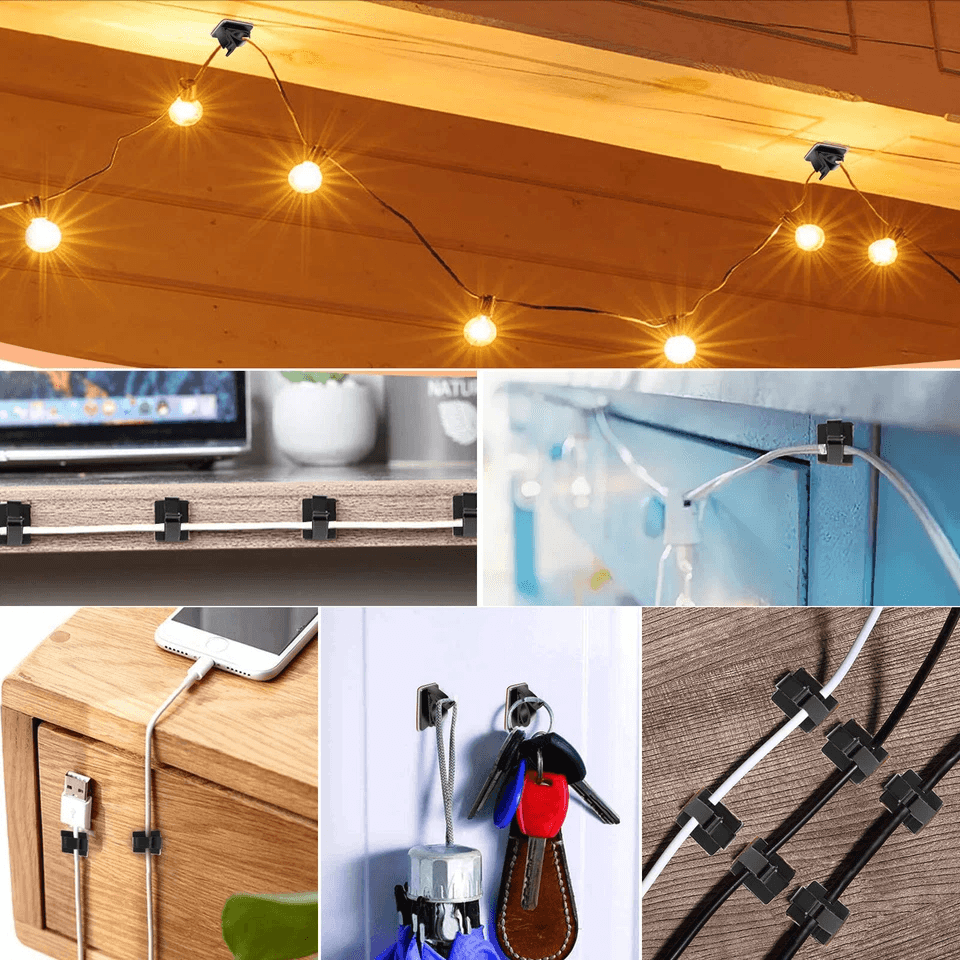 SelfAdhesive Cable Clips Cord Management Holder Organizer For Home Office 3