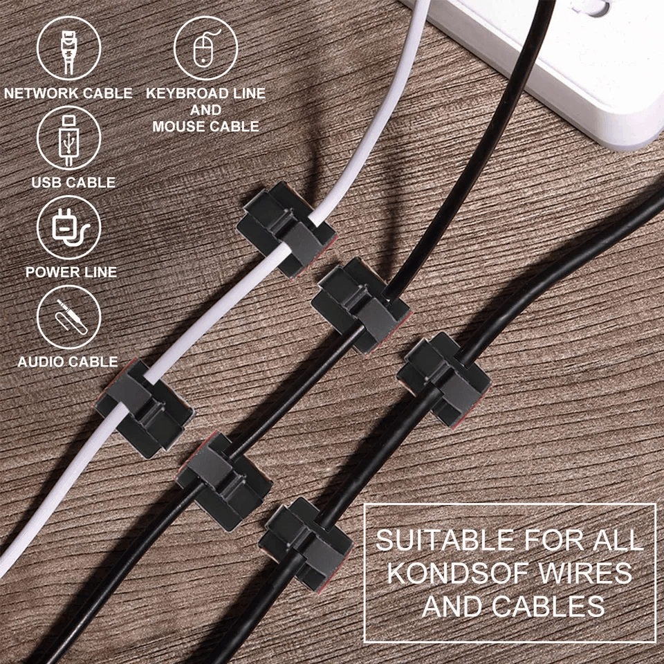 SelfAdhesive Cable Clips Cord Management Holder Organizer For Home Office 1
