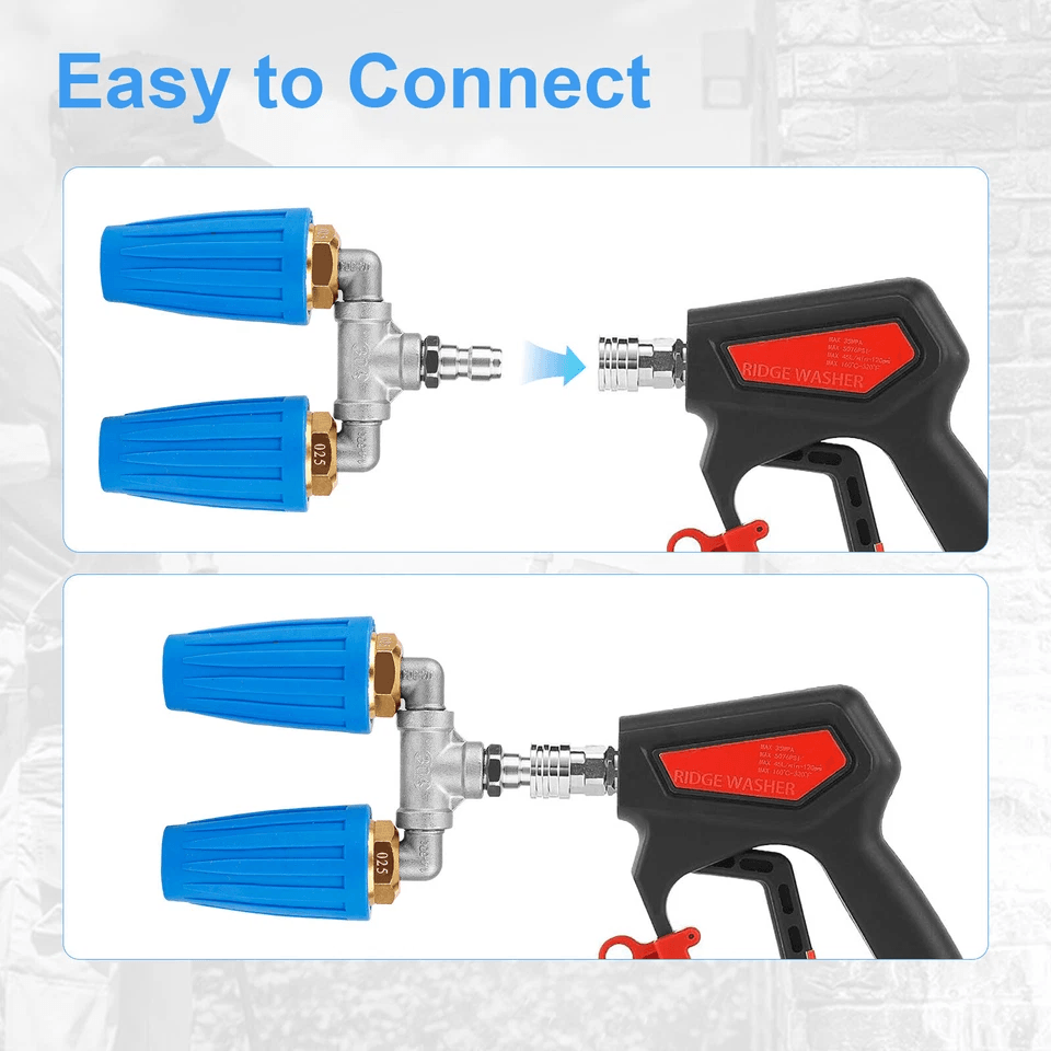 Dual Turbo Nozzle For Pressure Washer Quick Connect Rotating Spray Tip 4000 PSI High Power Cleaning 5