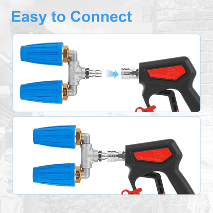 Dual Turbo Nozzle For Pressure Washer Quick Connect Rotating Spray Tip 4000 PSI High Power Cleaning 5