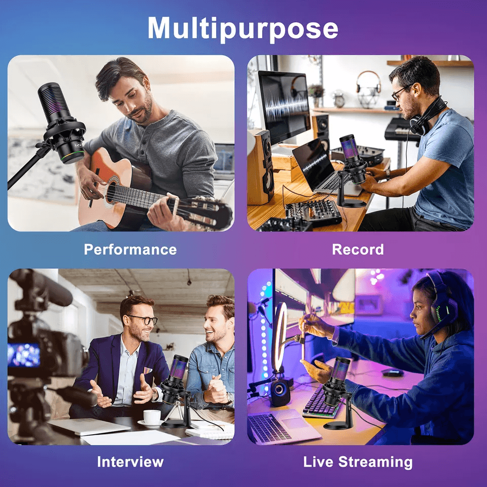 USB Microphone With Noise Cancellation Cardioid Condenser Gaming Mic For PC Laptop Streaming Podcas 6