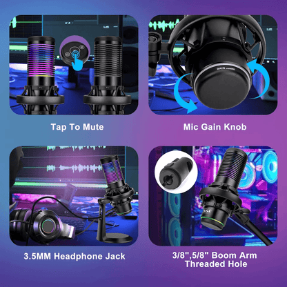 USB Microphone With Noise Cancellation Cardioid Condenser Gaming Mic For PC Laptop Streaming Podcas 3