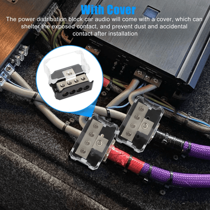 1 In 4 Out Power Ground Distribution Block 024 Gauge Input Gauge Output For Car Audio Amp And Stere 4