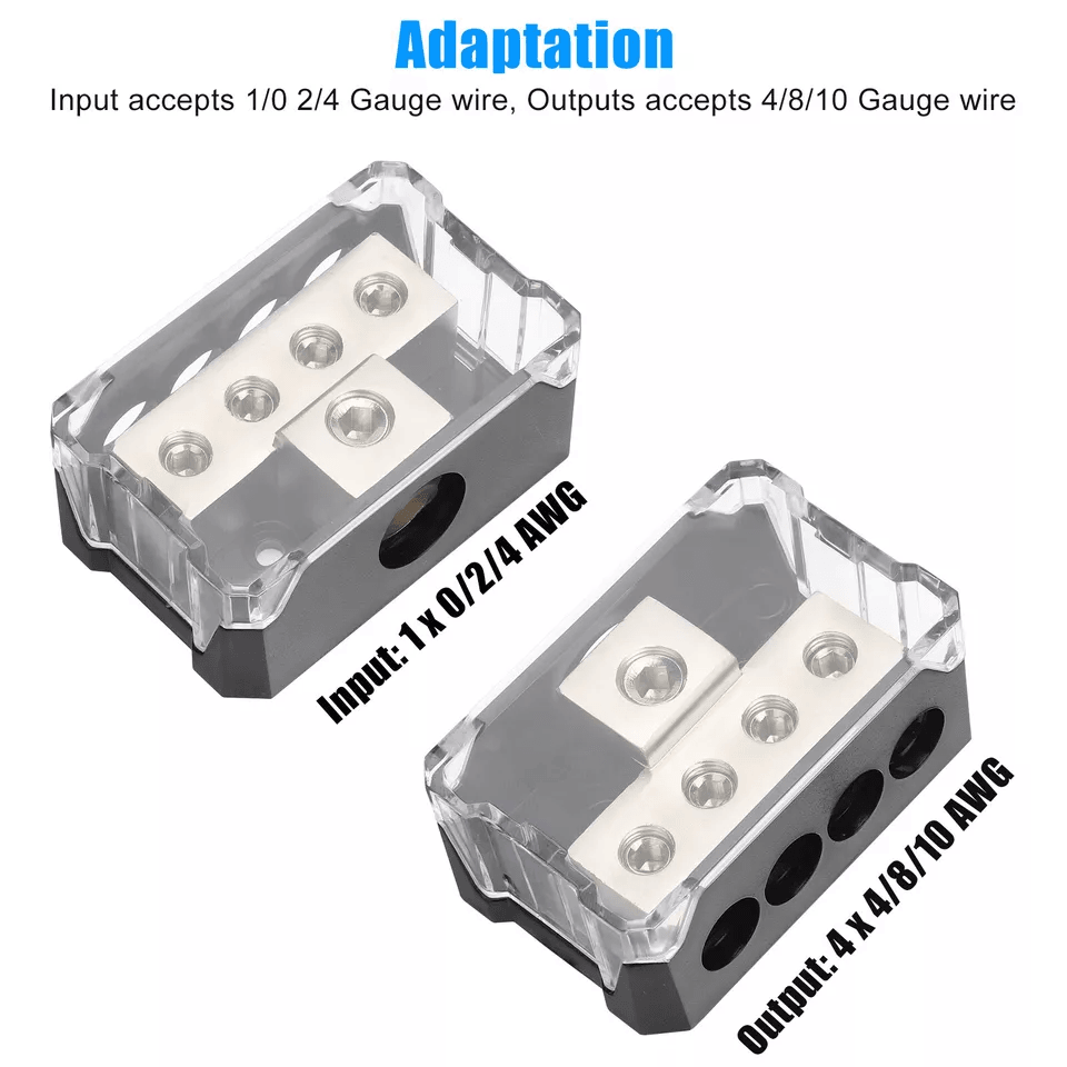 1 In 4 Out Power Ground Distribution Block 024 Gauge Input Gauge Output For Car Audio Amp And Stere 3