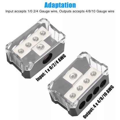 1 In 4 Out Power Ground Distribution Block 024 Gauge Input Gauge Output For Car Audio Amp And Stere 3