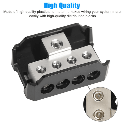 1 In 4 Out Power Ground Distribution Block 024 Gauge Input Gauge Output For Car Audio Amp And Stere 1