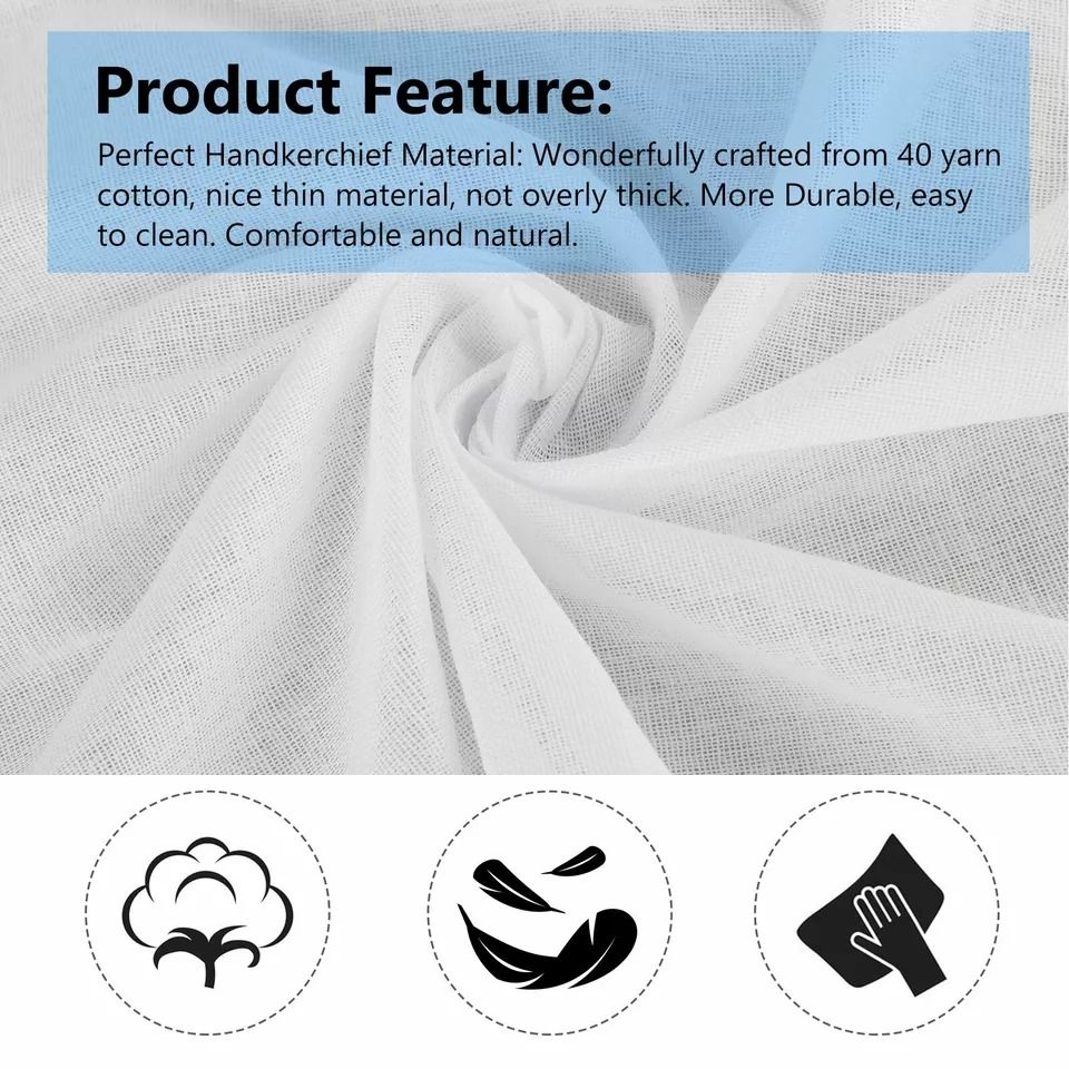 13PCS White Cotton Men Handkerchiefs Vintage Square Hanky Pocket Lot Set For Gentlemen Reusable Sof 1