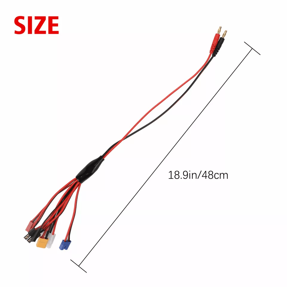 RC Charger Splitter Cable Lipo Battery Connector Adapter With XT60 TPlug EC3 Tamiya  JST Leads 4